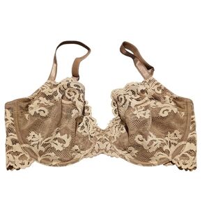 Wacoal Lace Affair Underwire Bra Cream and Tan Sz 36DD New WL109